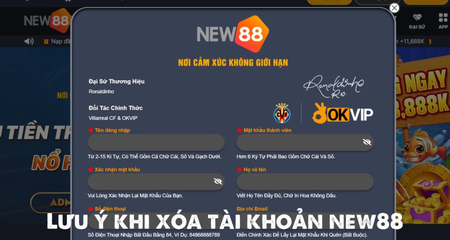 Cách xóa tài khoản New88 vĩnh viễn an toàn và nhanh chóng 2 Lưu ý khi xóa tài khoản New88 vĩnh viễn